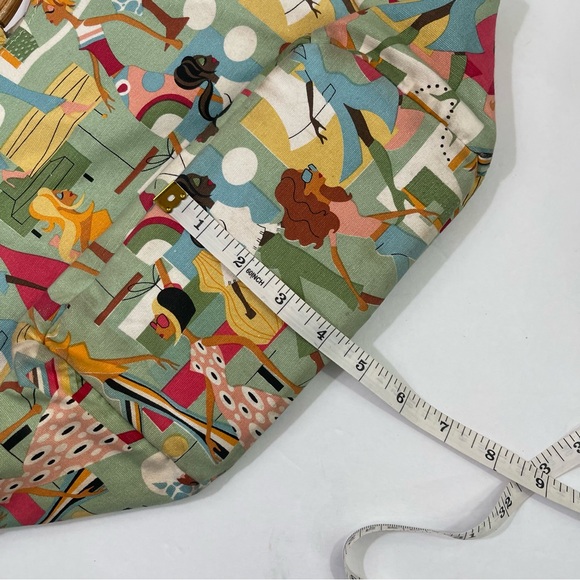 Neiman Marcus Mod Print Handbag with Bamboo Handles - Picture 9 of 10